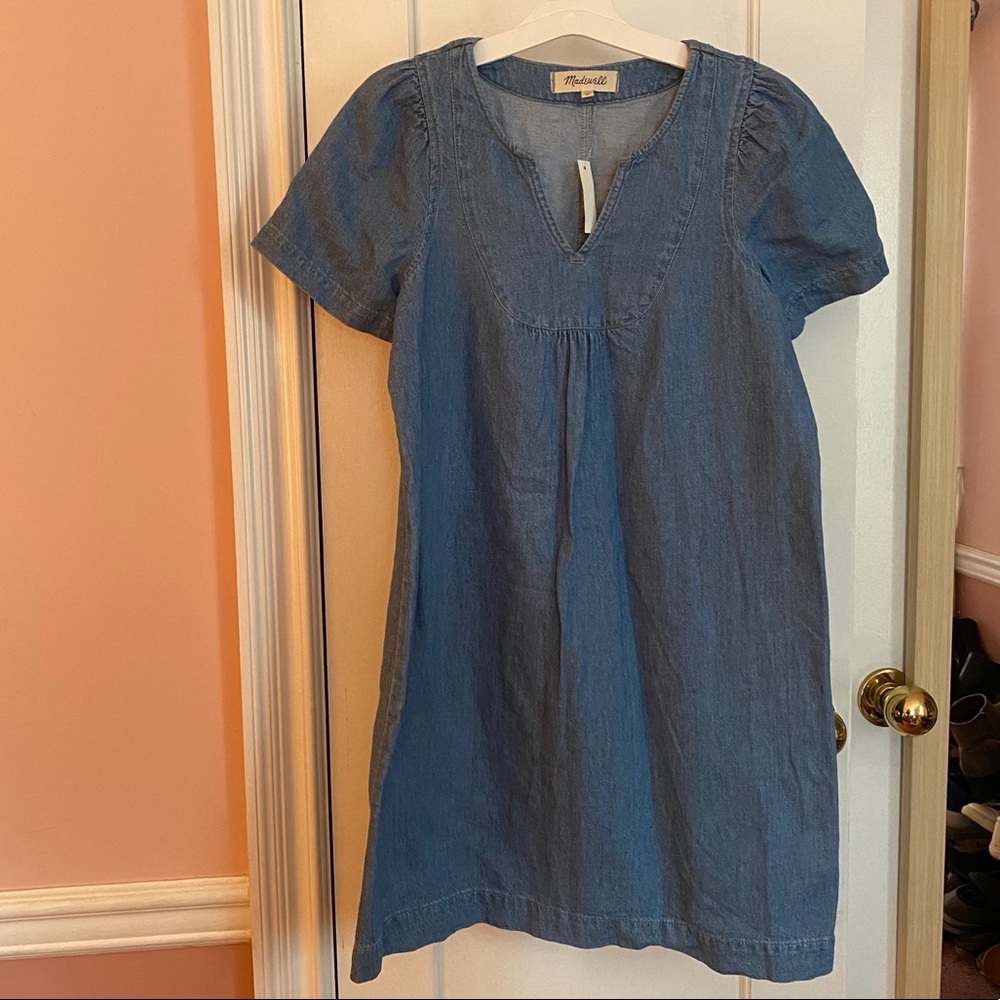 Madewell Denim Popover Swing Dress Newsom Wash XXS - Picture 6 of 11